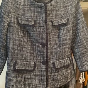 Talbots  Petite Tweed Blazer Size 8p Navy Blue